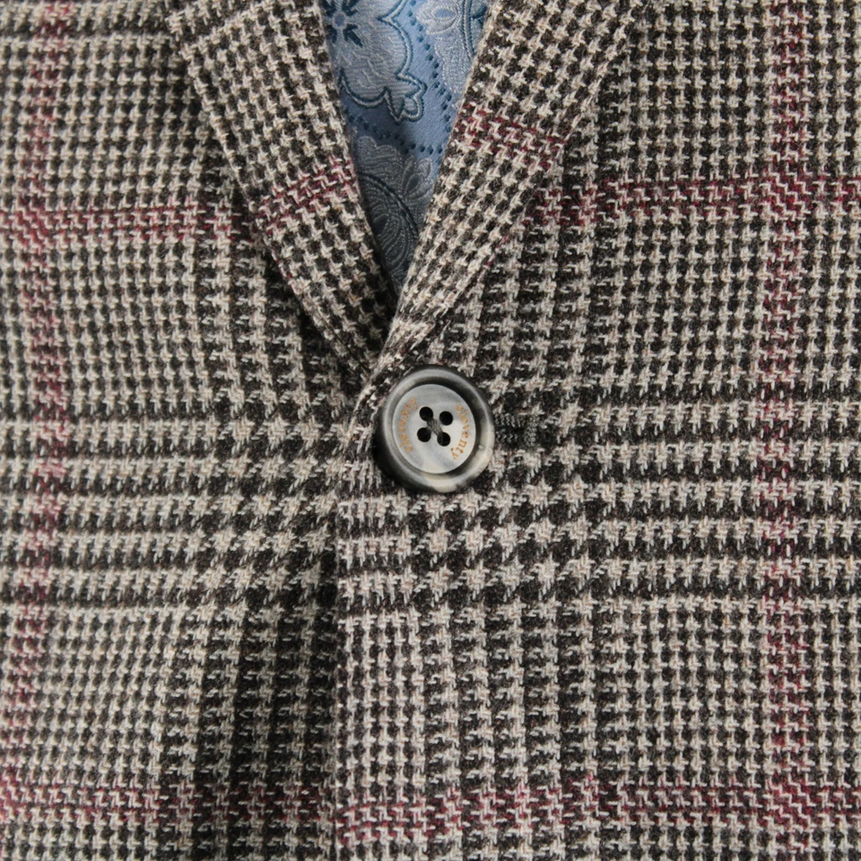 Abrigo deportivo de lana Eleventy platino nuevo con etiquetas talla 50 (40R EE. UU.) a cuadros marrón, tostado y rojo Foto 2 de 4