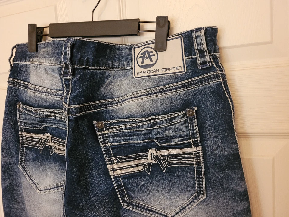 American Fighter Legend 蓝色牛仔扣 Affliction 男式 38x34 — 第 4/4 张图片