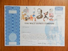 Walt Disney World stock certificate COPY of original document 10 3/4" X 6 1/2".