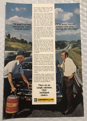 1975 Caterpillar Print Ad Full Page - All Our Tanks Maybe Empty  Vintage