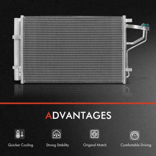 AC Condenser & Cooling Fan w/ Shroud Kit for Hyundai Elantra 2011-2013 L4 1.8L - Picture 3 of 9