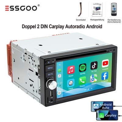 2 DIN Carplay Android Auto CD DVD AM Player Autoradio RDS 3 USB TF AUX Bluetooth