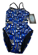 DOLFIN LADIES SIZE 28 RELIANCE BLUE TRAINING SWIMSUIT NEW NWT TAGS WHITE