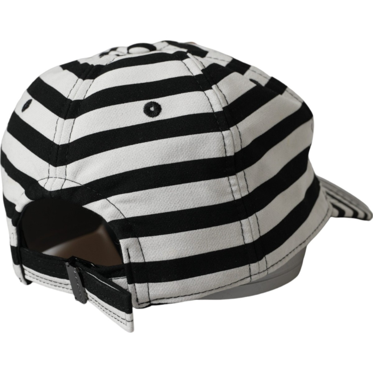 DOLCE & GABBANA Hat Black White Stripe Amore Heart Applique