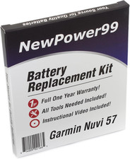 Battery Replacement Kit for Garmin Nuvi 57, 57LM, 57LMT with Video Instructions,