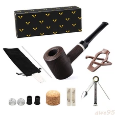 MUXIANG Poker Ebony Tobacco Pipe Straight Stem with Smoking Accessories Filter