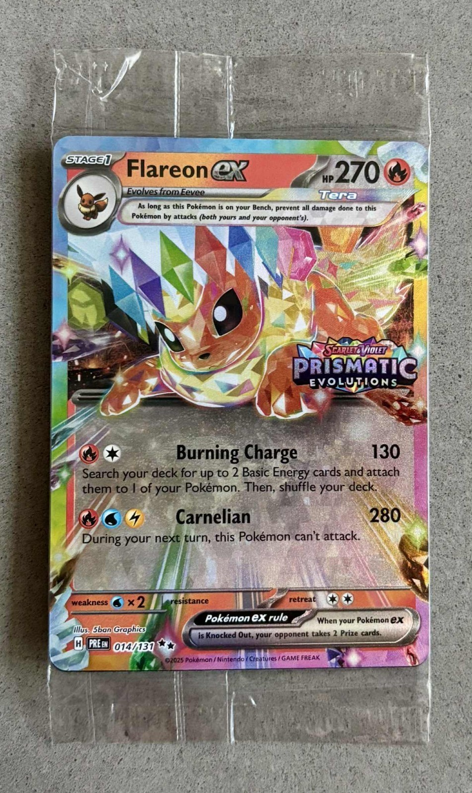 Pokemon Sealed Flareon EX 14 Prismatic Evolutions Stamped Promo Rare New Holo