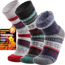 3 Pairs Warm Thermal Socks for Women Men Winter Ski Thick Boot Insulated Socks