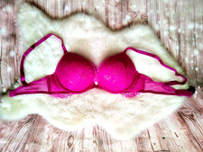 Victoria Secret Bombshell + 2 Cups Push Up Bra Size 32 B Pink + Gold
