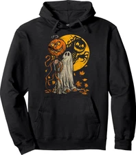 Halloween Pumpkin Ghost Autumn Graphic Art Hoodie Unisex Hooded Sweatshirt