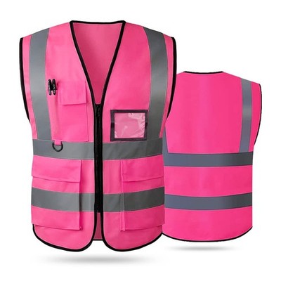 Reflective Safety Vest for Women Men High Visibility Security Pockets Zipper ...