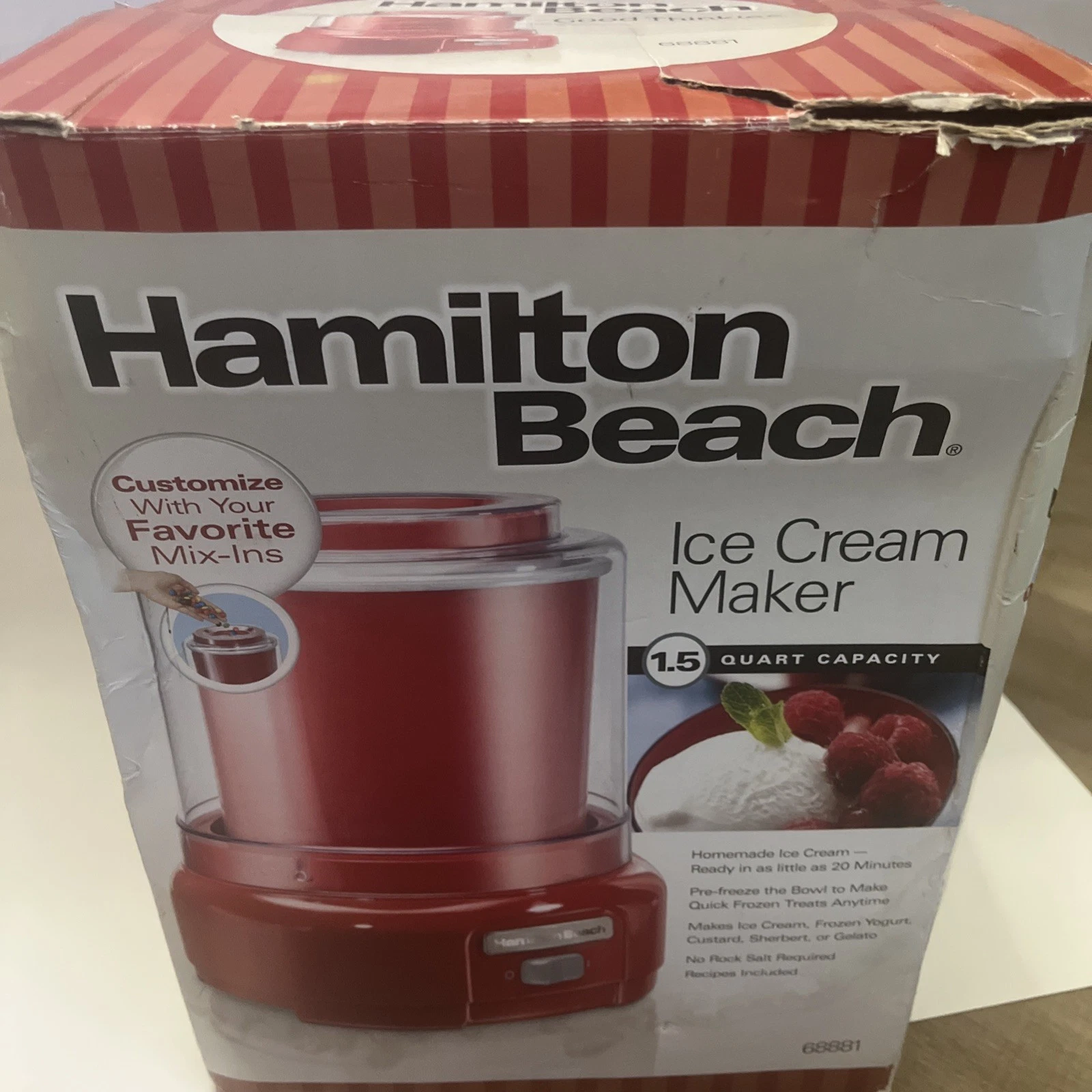 Hamilton Beach Red Ice Cream Maker 1.5 Quart Capacity
Opens in a new window or tab