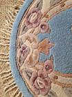 Vtg Oriental Theme Wool Rug Thick w/Fringe  41'X24" Blue /Cream/ Pinks ~ Floral — photo 4