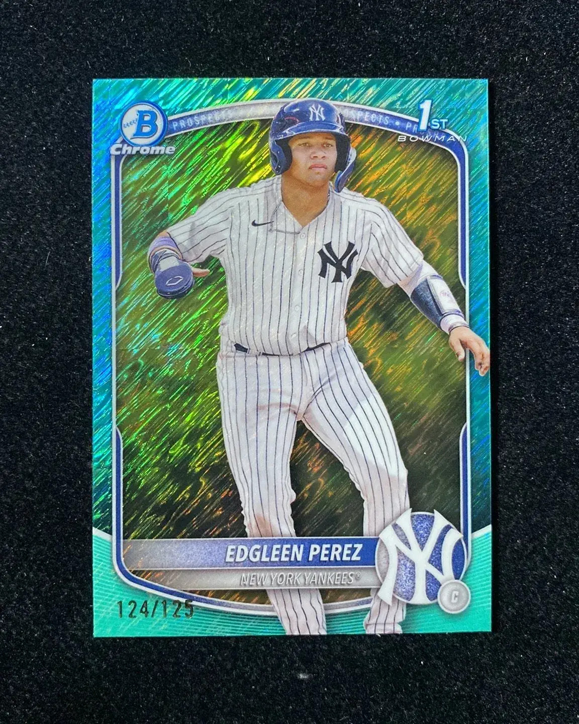 2025 Bowman Chrome Prospects Aqua Shimmer #BCP-80 Edgleen Perez 1st 124/125 HD