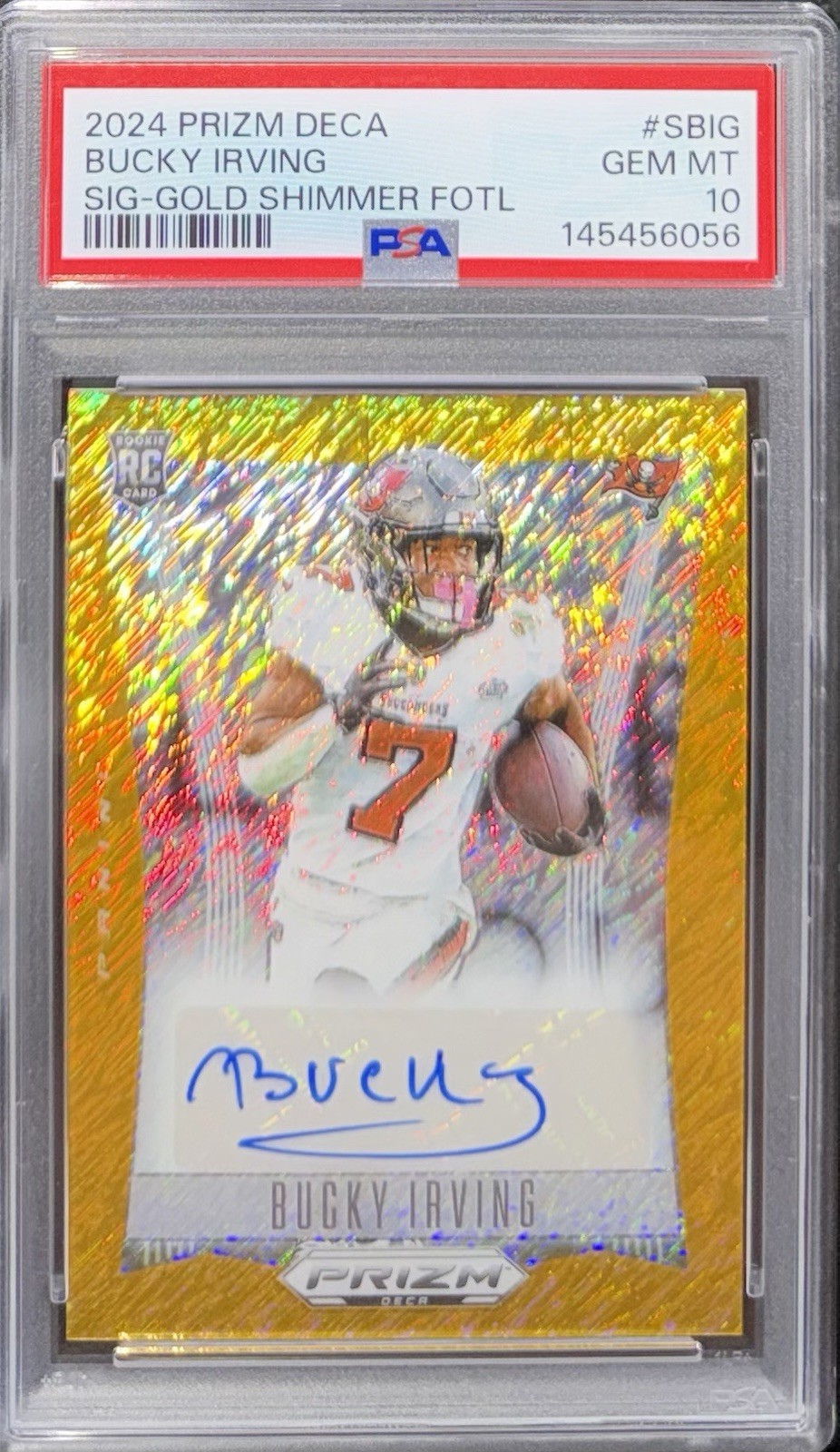 2024 PANINI PRIZM DECA BUCKY IRVING RC ROOKIE GOLD SHIMMER AUTO /10 FOTL PSA 10