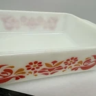 Vintage Pyrex 053 Friendship Birds Flowers Milk Glass Baking Dish 2.5 Qt 8x7 USA