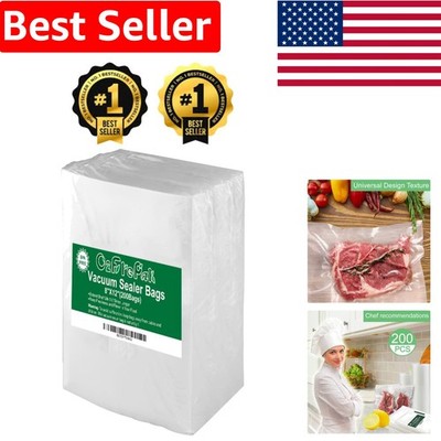 200 Pack 8'' x 12'' Heavy Duty Vacuum Sealer Bags - Perfect for Cooking & Freezing