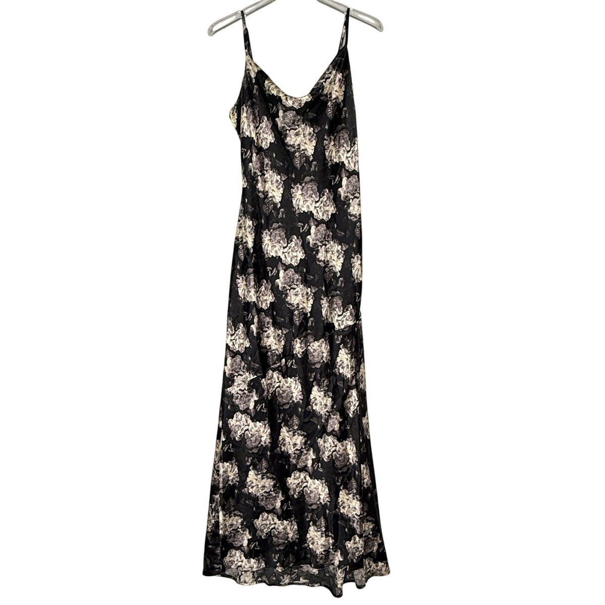 Forever 21 Floral Patterned Maxi Slip Dress XL Dark Floral Lace Coquette  Satin
