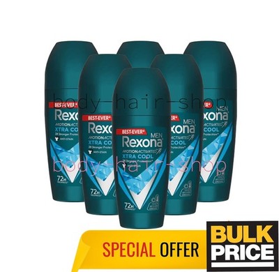Rexona Men Xtra Cool Roll-On Deodorant 72H Protection Cooling Scent 45ml 6-Pcs