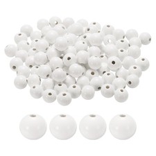 100pcs 16mm White Round Wood Beads 3.3mm Large Hole for Jewelry Making