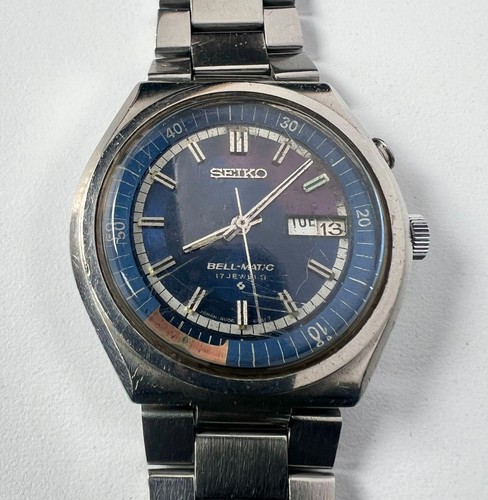 SEIKO 4006-6070 Automatic Watch Vintage Mens Bell-Matic Blue Dial 17 Jewels