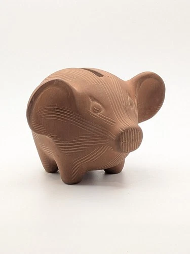 Vintage Stangl Terracotta Pig Piggy Bank Figure Handmade Marked Trenton NJ