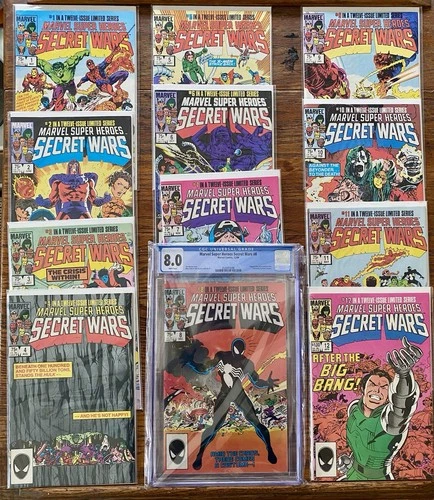 SECRET WARS 1-12 Complete W/#8 CGC Universal Grade 8.0 1st Venom Doom Key Series