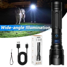 35000000 Lumens Super Bright LED Tactical Flashlight Rechargeable LED Work Light