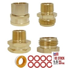 4 PCS Commonly Used Brass Garden Hose Connectors Set, 1/2" NPT To Garden Hose