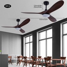 52 Inch Modern Ceiling Fan With Remote Indoor 3 Wood Blades Chandelier 50W New