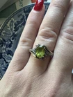 Vintage Estate Sterling And 10k Yellow Gold Diamond Peridot Ring