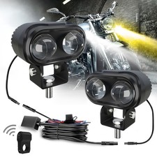 2x Led Spot Light Auxiliary Motorcycle Headlight Driving Fog Lamp Yellowwhite