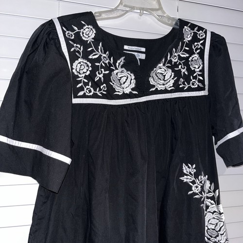 Go softly patio Nightgown black with embroidery polyester cotton size L - Picture 3 of 4
