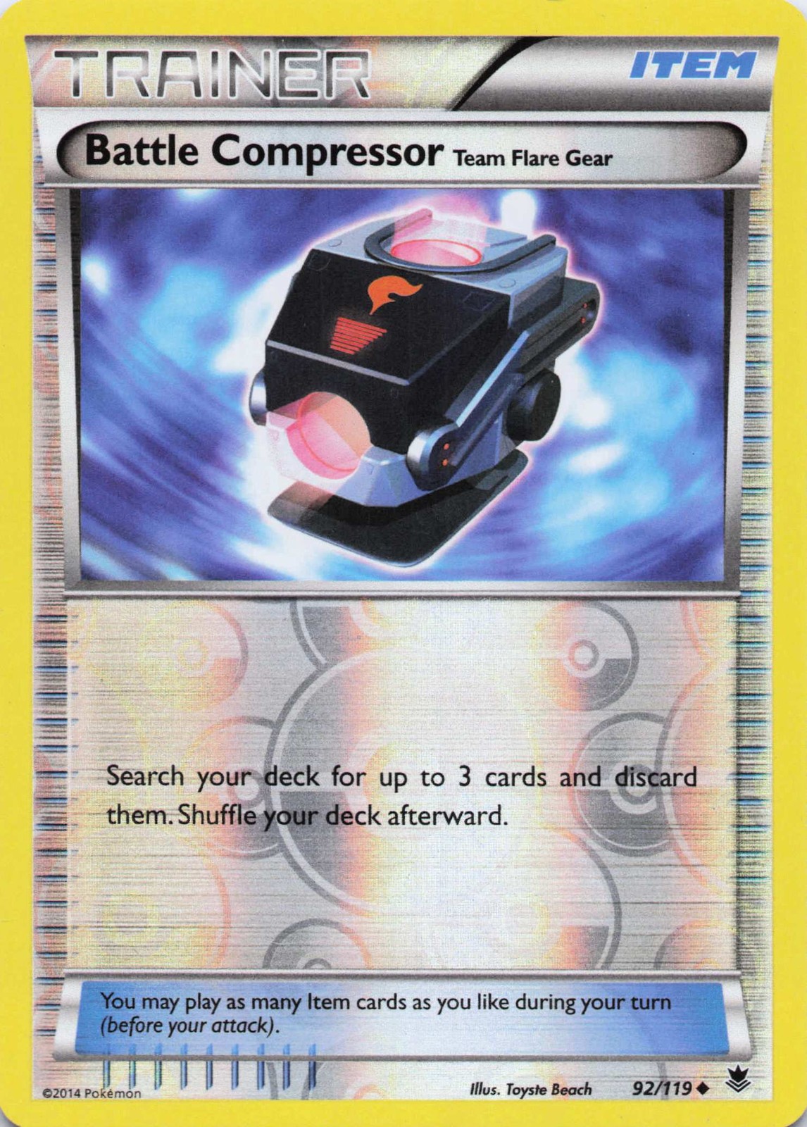 Battle Compressor Uncommon Reverse Holo XY - Phantom Forces 92/119 NM