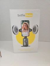 Auto Face Tracking Tripod with 2 Selfie Ring Light, 360° Rotation Face Body