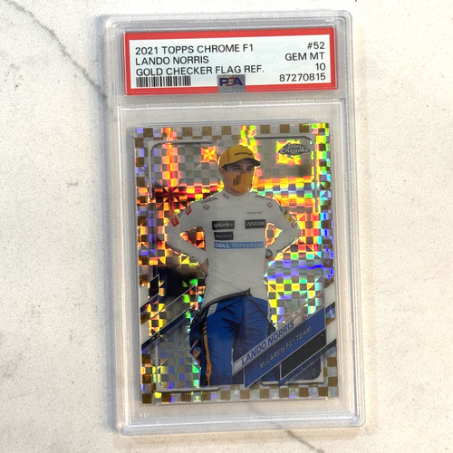 2021 Topps Chrome F1 #52 Lando Norris Gold Checker Flag Refractor /50 PSA 10