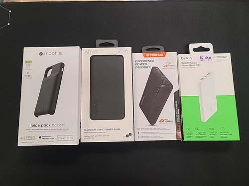 Assorted Lot of Portable Power Banks w/ USB-C Ports For Smartphones Lot of 4