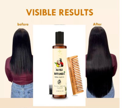 Herbal botanica hair oil Hair fall Dandruff Free Neem Wood Comb 200 ml