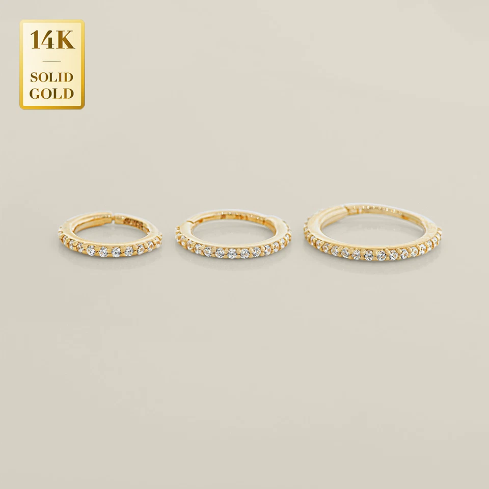 Anillo aro cuerpo tabique segmento bisagras oro macizo 14K real nariz cartílago 18G Foto 2 de 4