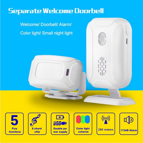 Wireless PIR Motion Sensor Infrared Detector Alarm Welcome Shop Entry Chime Bell - Picture 2 of 12