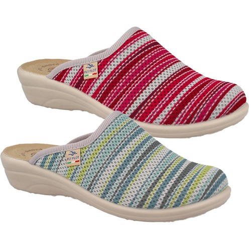 Fly Flot Zapatillas De Casa Para Mujer De Malla A Rayas