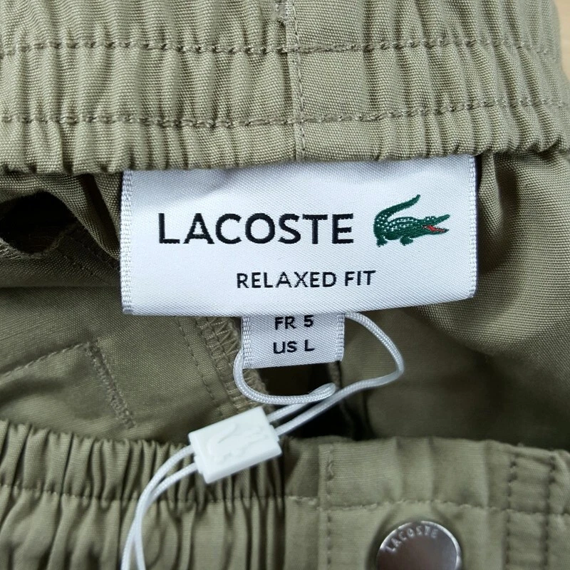 LACOSTE 短裤男式大号棕褐色休闲版型抽绳拉链府绸 $98 — 第 3/4 张图片