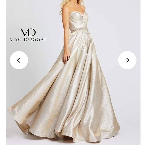Mac Duggal champagnerfarbenes trägerloses Ballkleid Stil 66978M Größe 10 neu mit Etikett