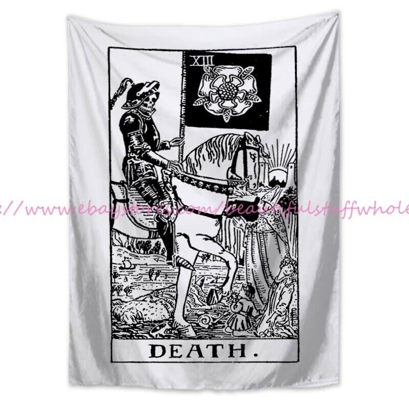 White Tarot Card Death Tapestry - Home Decor Outlet Wall Hanging Cloth Poster