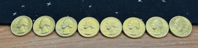 VTG Bi-Centennial 1776-1976 Denver Gold Plated Quarters Lot Of 8