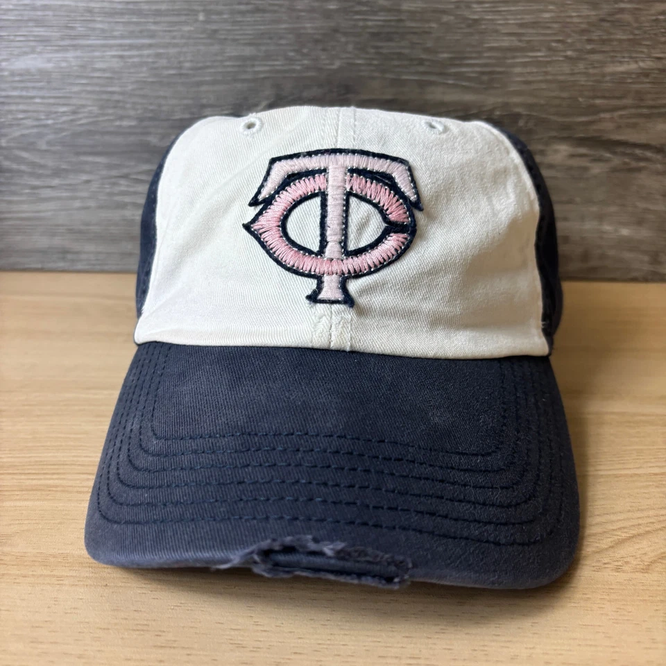 Boné de beisebol Minnesota Twins Snap Back azul feminino MLB desgastado ajustável - Imagem 3 de 4