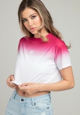 Image of SikSilk Womens Pink / White High Fade Crop Tee UK10 Small
