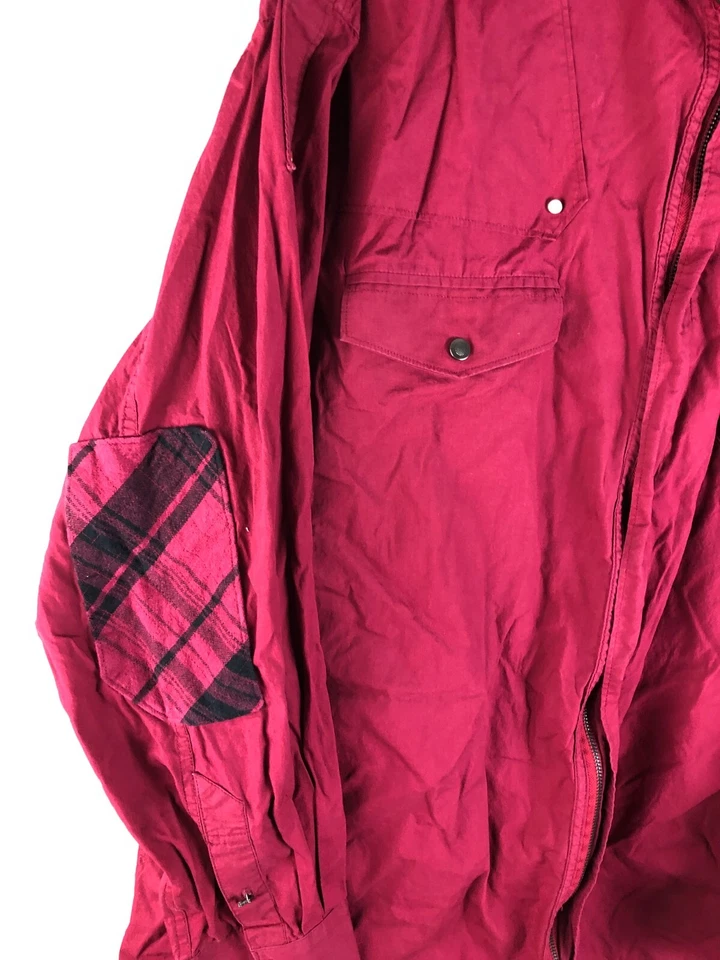 Camisa chamarra Rocawear para hombre granate con cremallera talla 3XL/4XL coderas a cuadros Y2K Foto 3 de 4