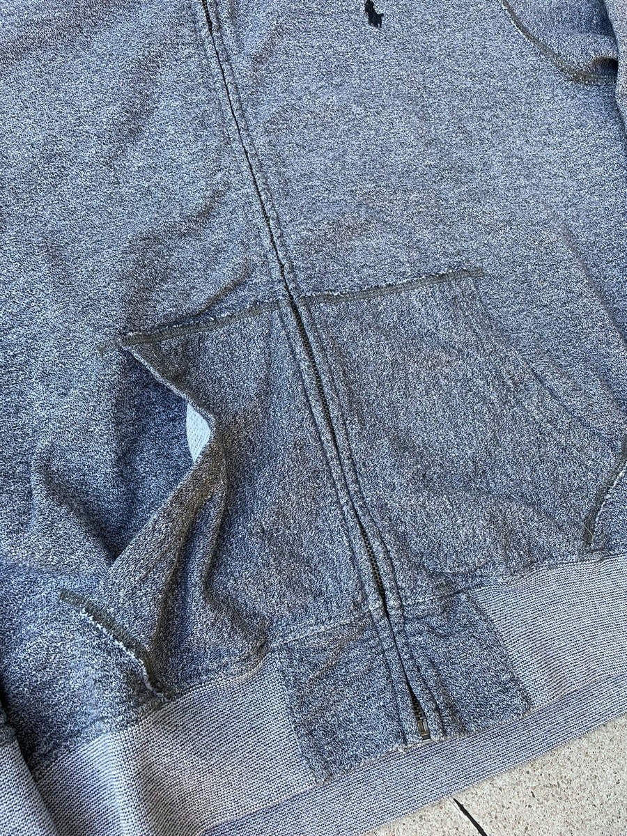 Vintage 80's Polo Ralph Lauren Gray Talon Zip Up Drawstring Hoodie