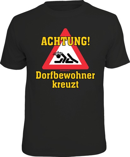 lustige Herren T-Shirts - Dorfbewohner kreuzt - Sprüche-Shirt Männer Geschenke - Picture 2 of 3